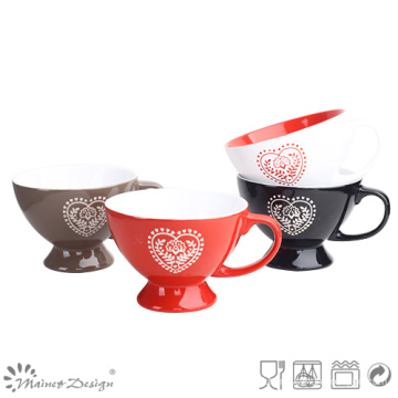 16oz Footed Ceramic Soup Mug Lovely Design for Valentine′s Day